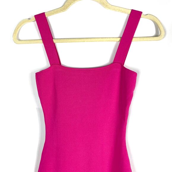 Superdown Zoe Square Neck Midi Dress Pink Knit Side Slit Sleeveless Sz S - Picture 5 of 11
